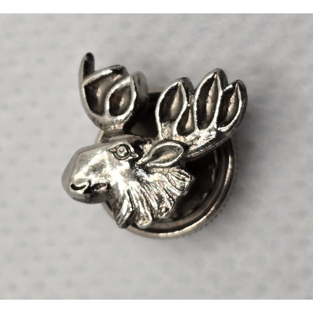 Vintage Sterling Silver Moose Head Lapel Pin Brooch